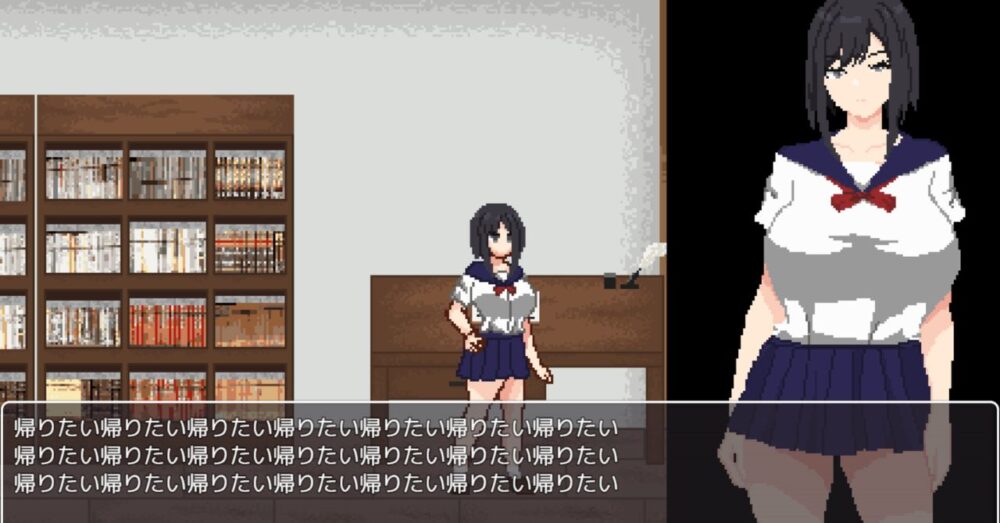 ホラー演出の強いダークなゲームシーン